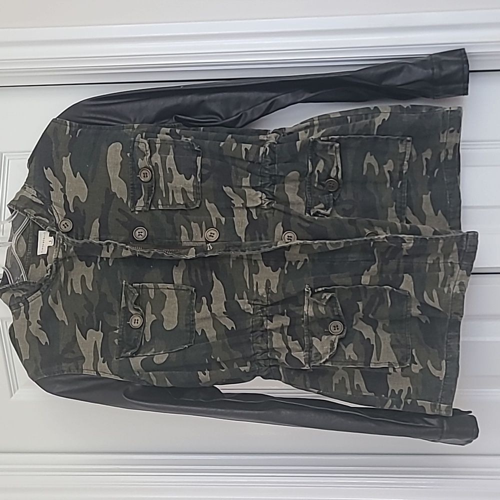 Fifty street camo with leather sleeves jacket size small